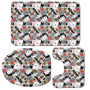 Casino Card And Chip Pattern Print 3 Piece Bath Mat Set