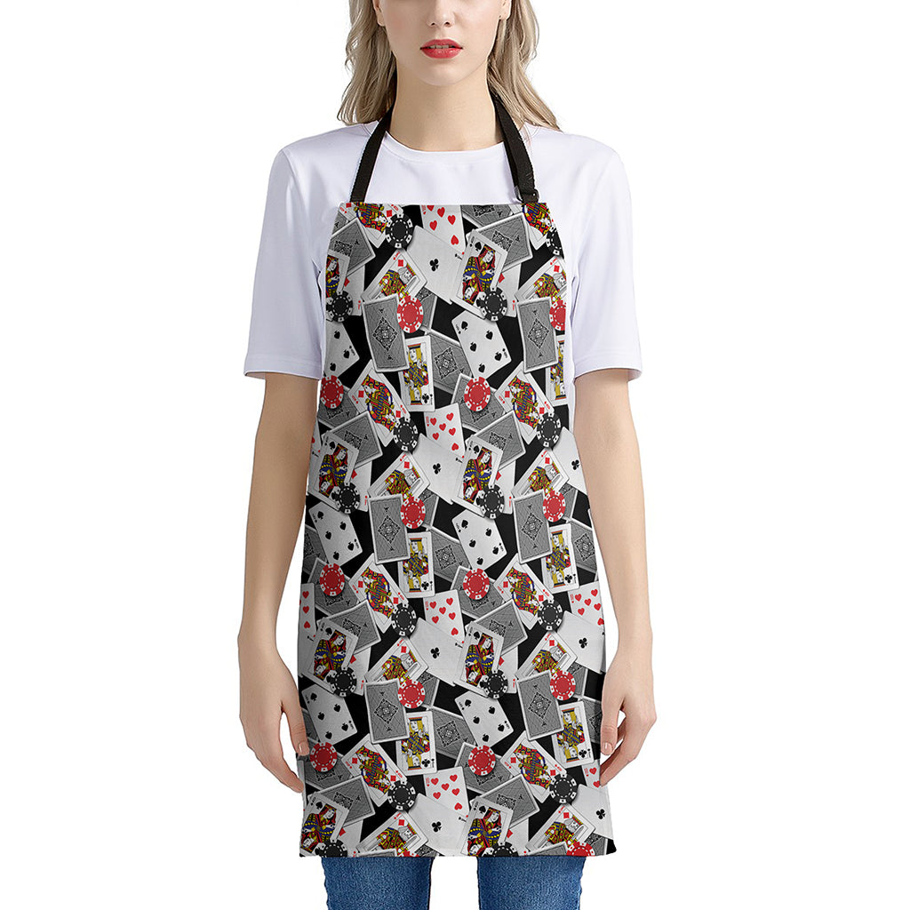 Casino Card And Chip Pattern Print Apron