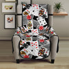 Casino Card And Chip Pattern Print Armchair Protector