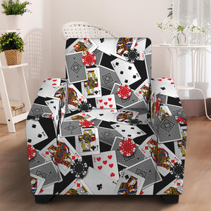 Casino Card And Chip Pattern Print Armchair Slipcover