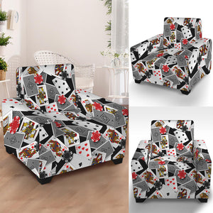 Casino Card And Chip Pattern Print Armchair Slipcover