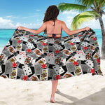 Casino Card And Chip Pattern Print Beach Sarong Wrap