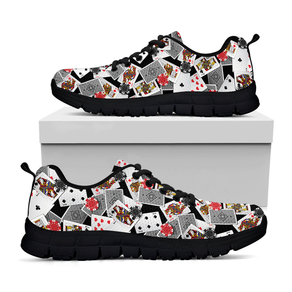 Casino Card And Chip Pattern Print Black Sneakers