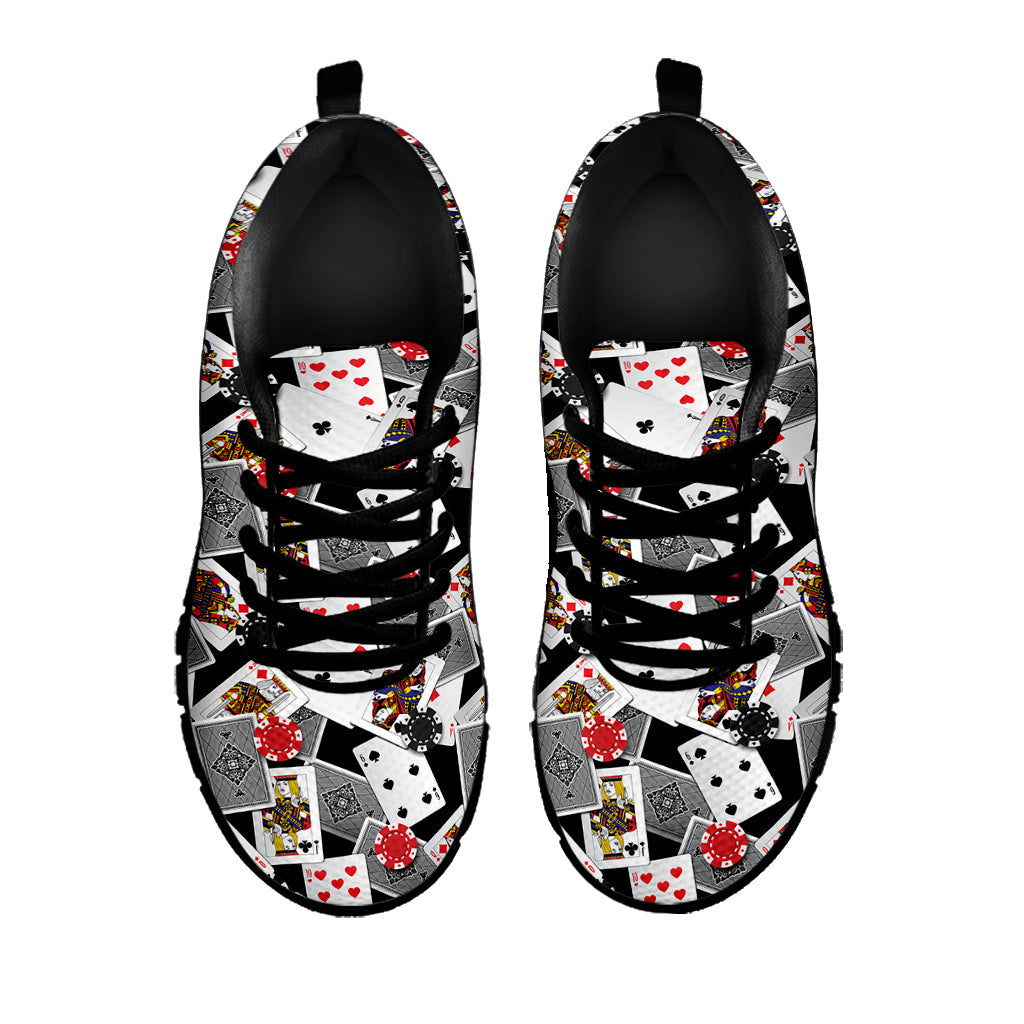 Casino Card And Chip Pattern Print Black Sneakers