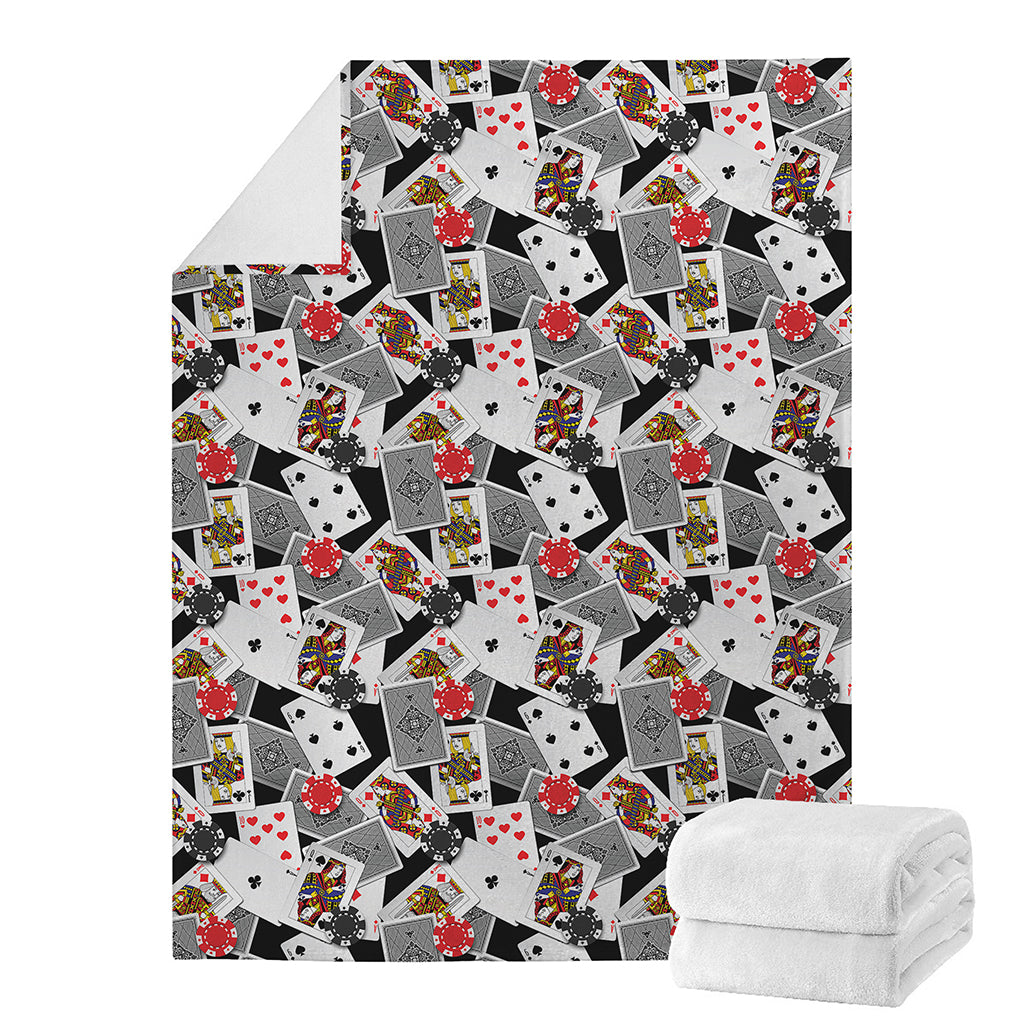 Casino Card And Chip Pattern Print Blanket