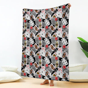 Casino Card And Chip Pattern Print Blanket