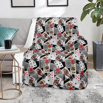 Casino Card And Chip Pattern Print Blanket