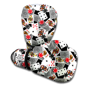 Casino Card And Chip Pattern Print Boxing Gloves