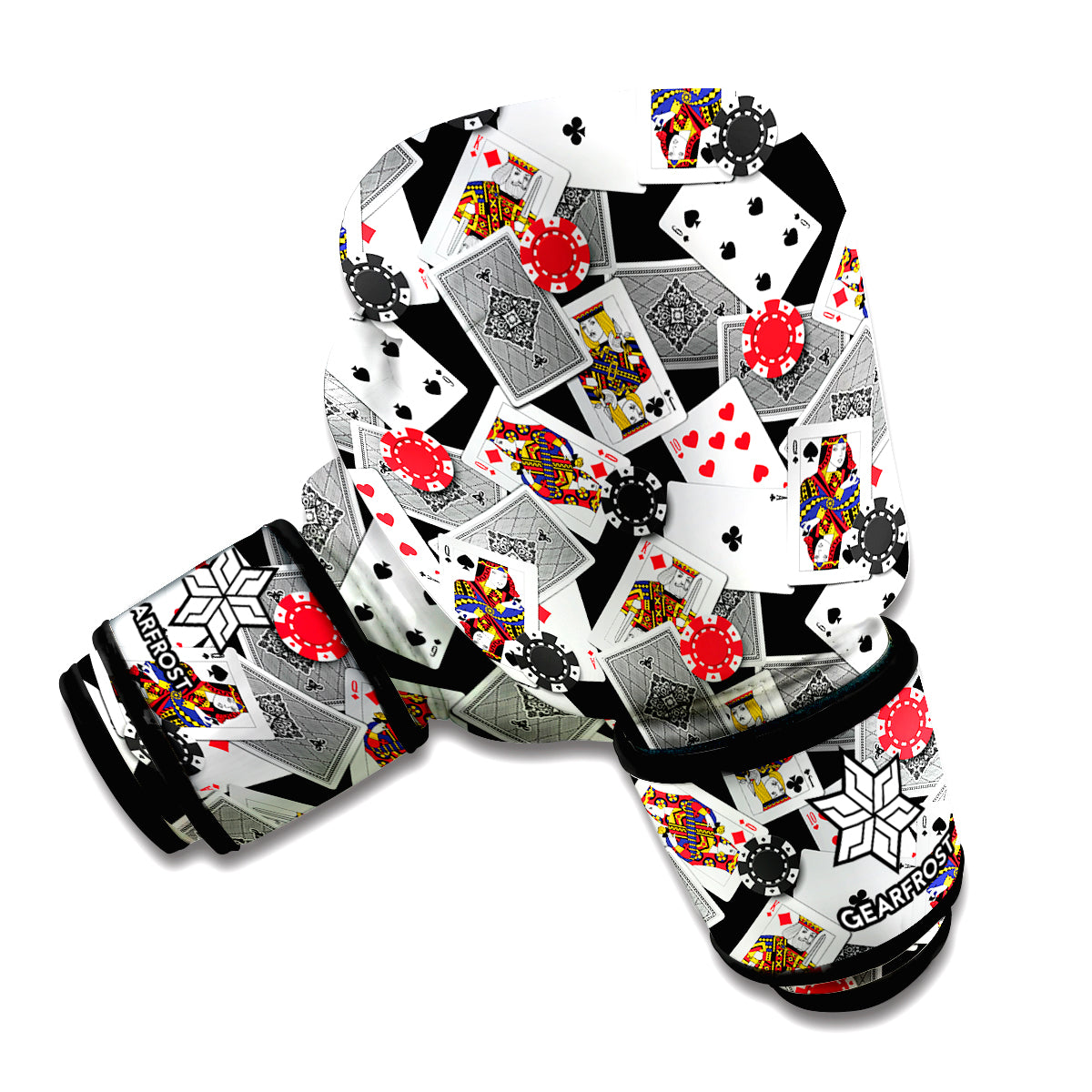 Casino Card And Chip Pattern Print Boxing Gloves