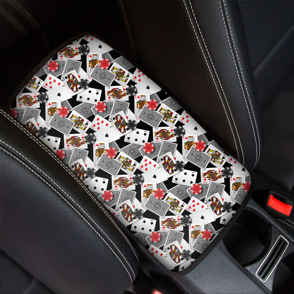 Casino Card And Chip Pattern Print Car Center Console Cover