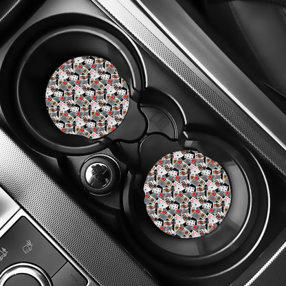 Casino Card And Chip Pattern Print Car Coasters