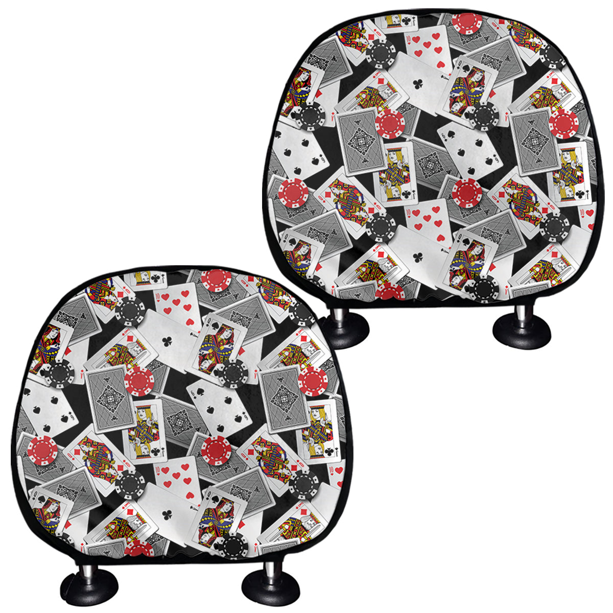 Casino Card And Chip Pattern Print Car Headrest Covers