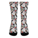 Casino Card And Chip Pattern Print Crew Socks