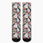 Casino Card And Chip Pattern Print Crew Socks