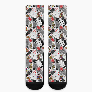 Casino Card And Chip Pattern Print Crew Socks