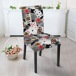 Casino Card And Chip Pattern Print Dining Chair Slipcover