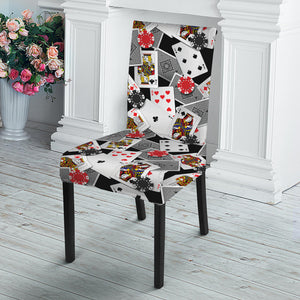 Casino Card And Chip Pattern Print Dining Chair Slipcover