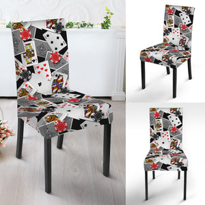 Casino Card And Chip Pattern Print Dining Chair Slipcover