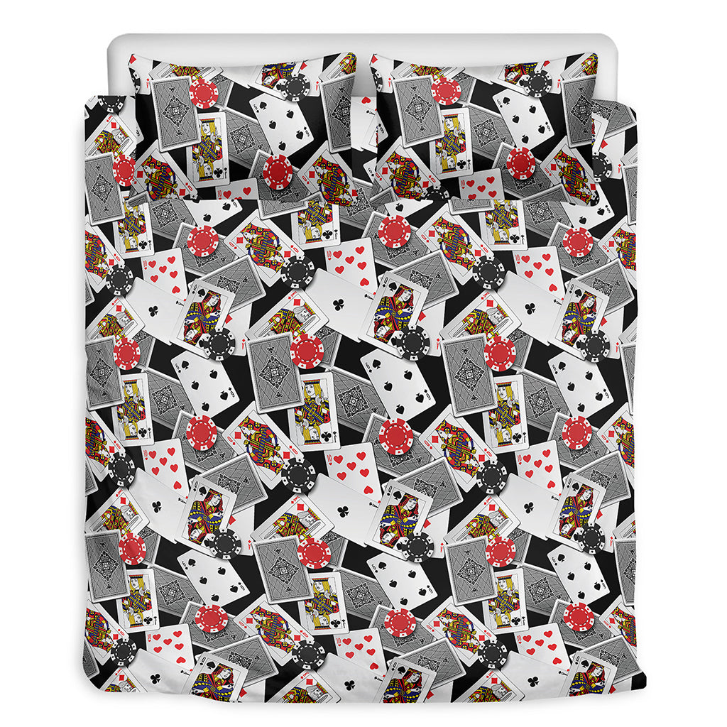 Casino Card And Chip Pattern Print Duvet Cover Bedding Set