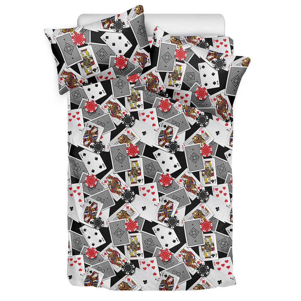 Casino Card And Chip Pattern Print Duvet Cover Bedding Set