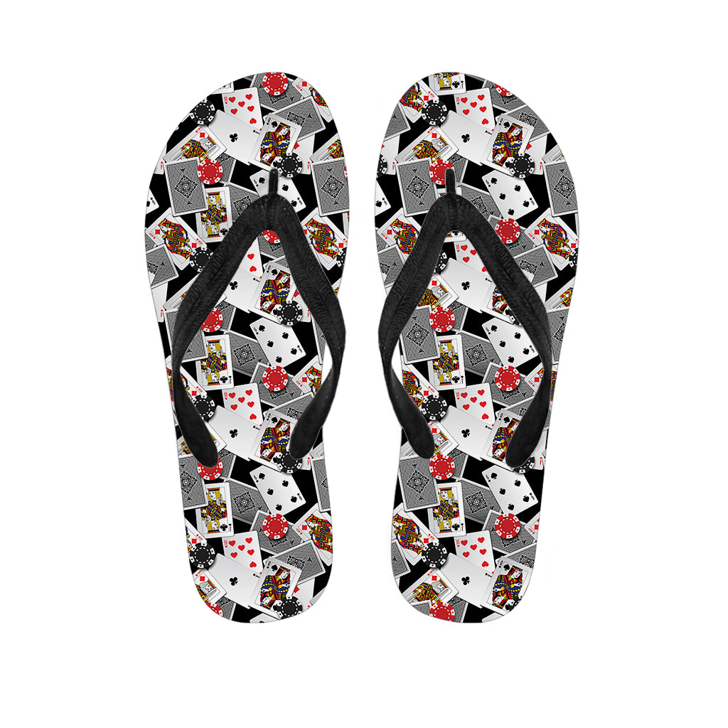 Casino Card And Chip Pattern Print Flip Flops