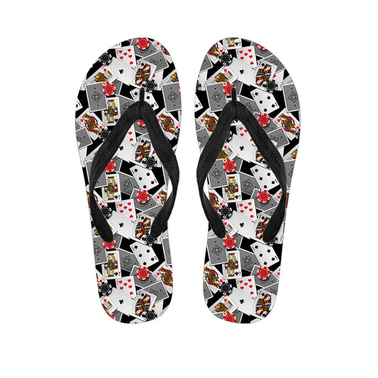 Casino Card And Chip Pattern Print Flip Flops