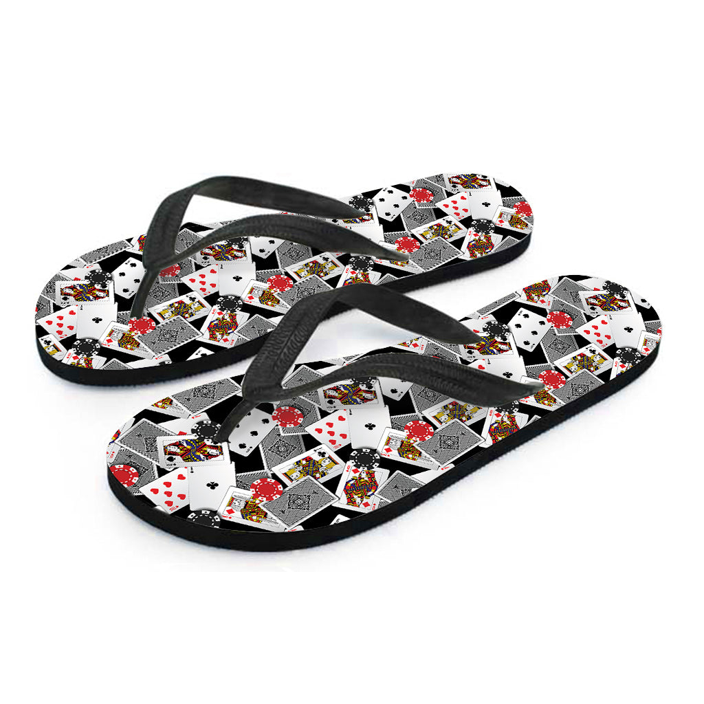 Casino Card And Chip Pattern Print Flip Flops