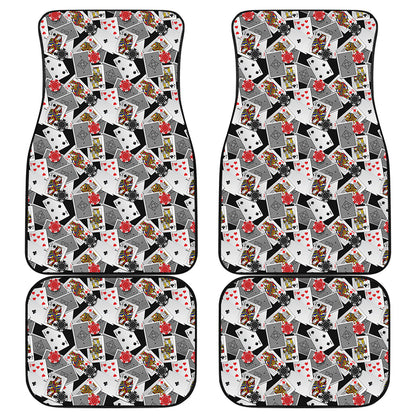 Casino Card And Chip Pattern Print Front and Back Car Floor Mats