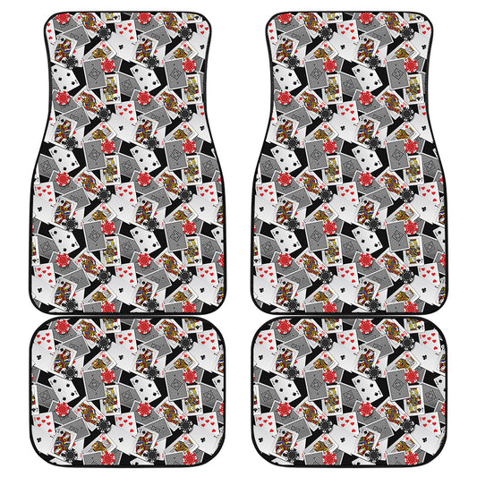 Casino Card And Chip Pattern Print Front and Back Car Floor Mats
