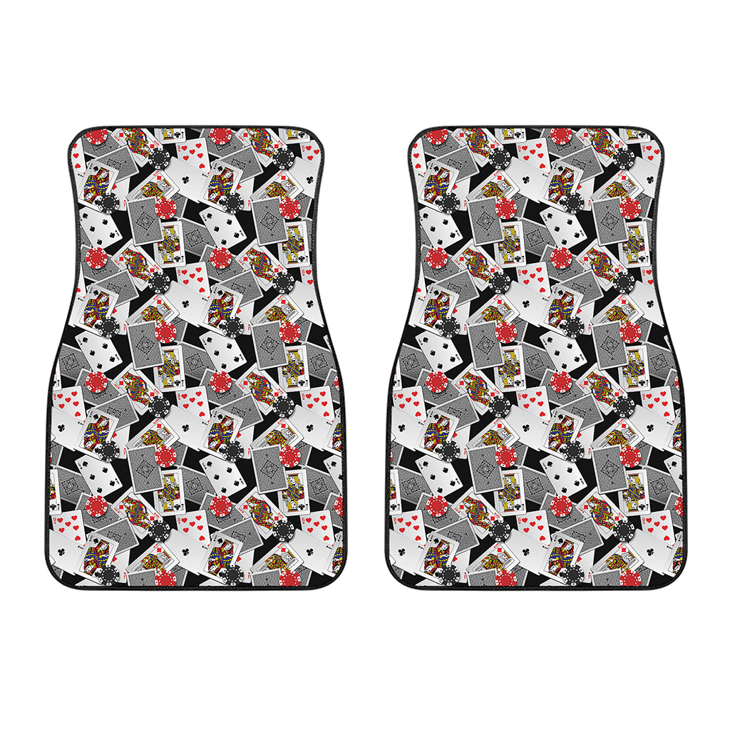 Casino Card And Chip Pattern Print Front Car Floor Mats