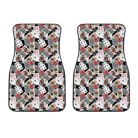 Casino Card And Chip Pattern Print Front Car Floor Mats