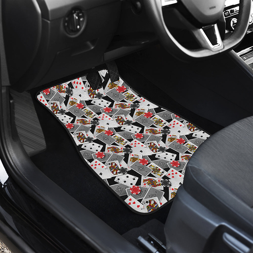 Casino Card And Chip Pattern Print Front Car Floor Mats