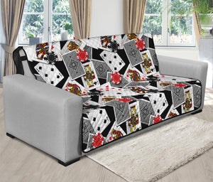 Casino Card And Chip Pattern Print Futon Protector