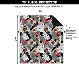 Casino Card And Chip Pattern Print Futon Protector