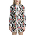 Casino Card And Chip Pattern Print Pullover Hoodie Dress