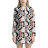 Casino Card And Chip Pattern Print Hoodie Dress