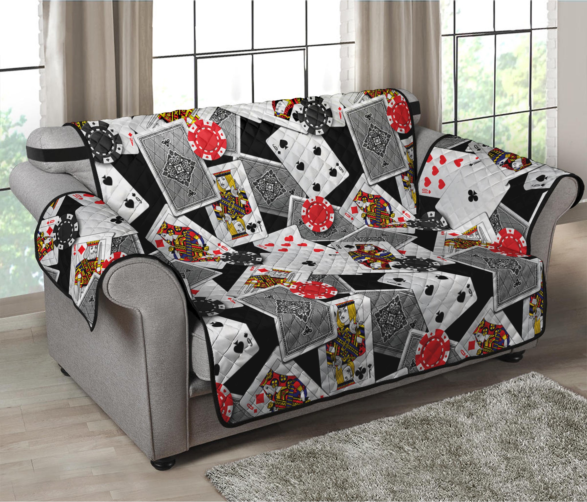 Casino Card And Chip Pattern Print Loveseat Protector