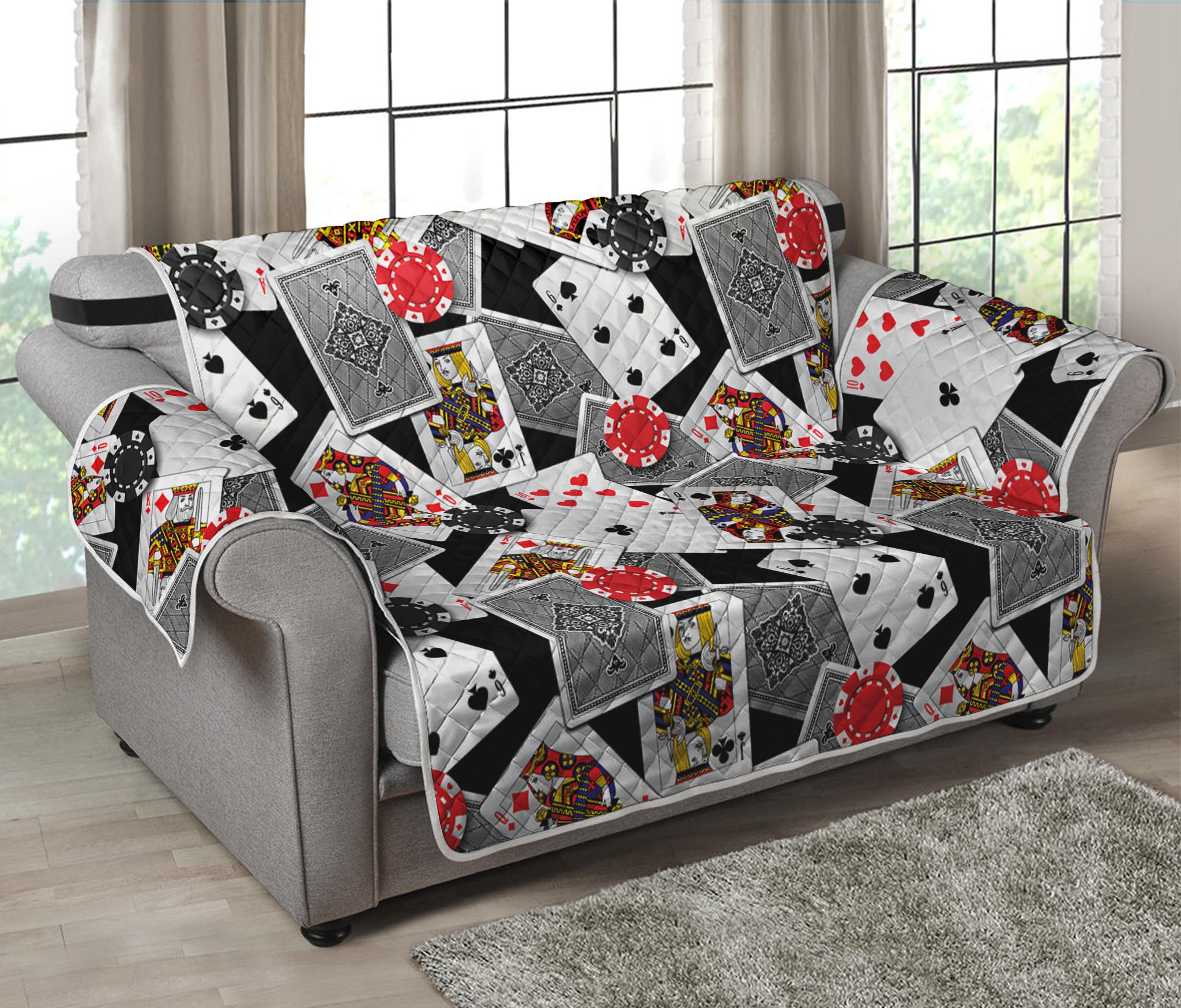 Casino Card And Chip Pattern Print Loveseat Protector