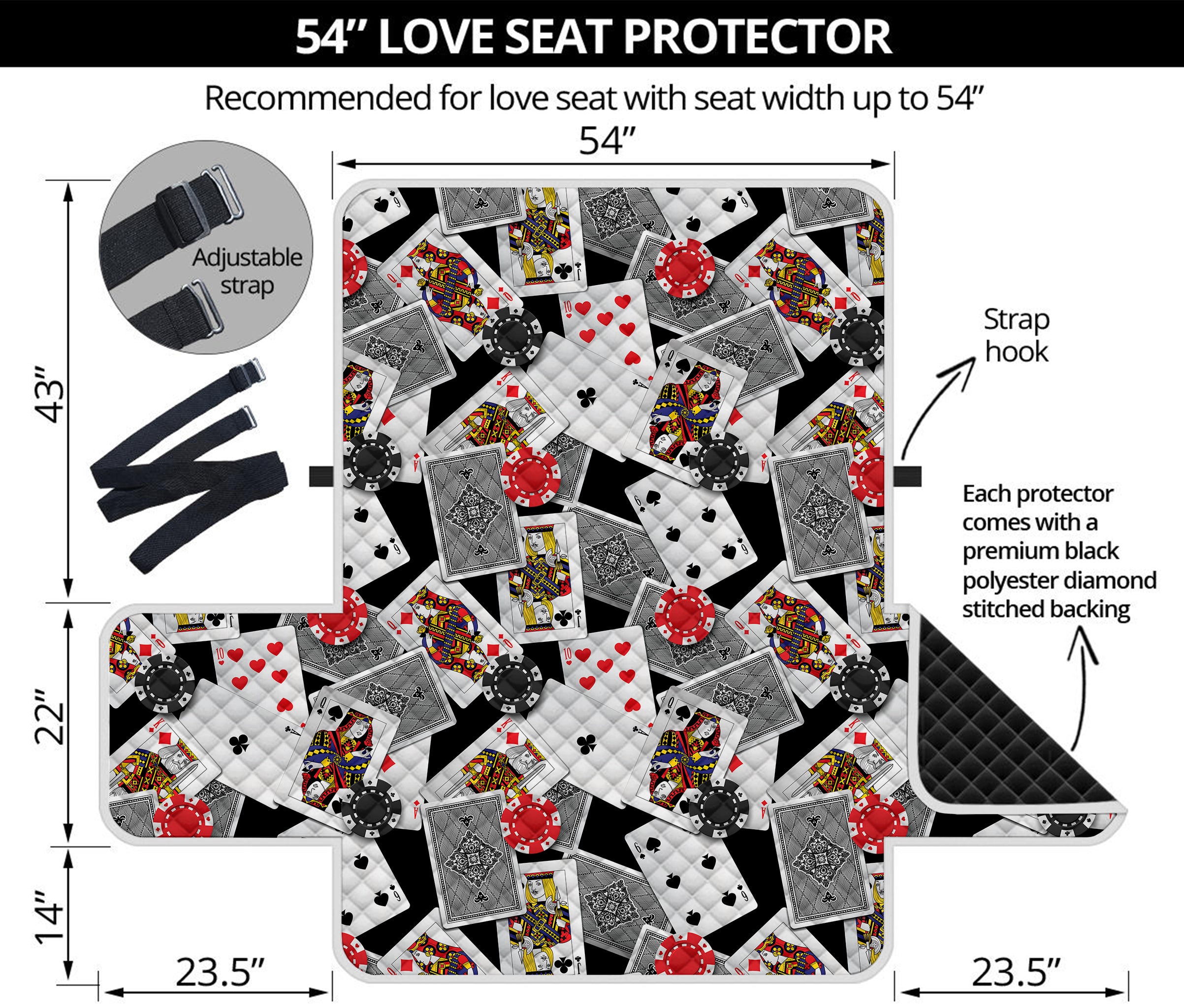 Casino Card And Chip Pattern Print Loveseat Protector