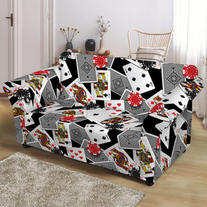 Casino Card And Chip Pattern Print Loveseat Slipcover