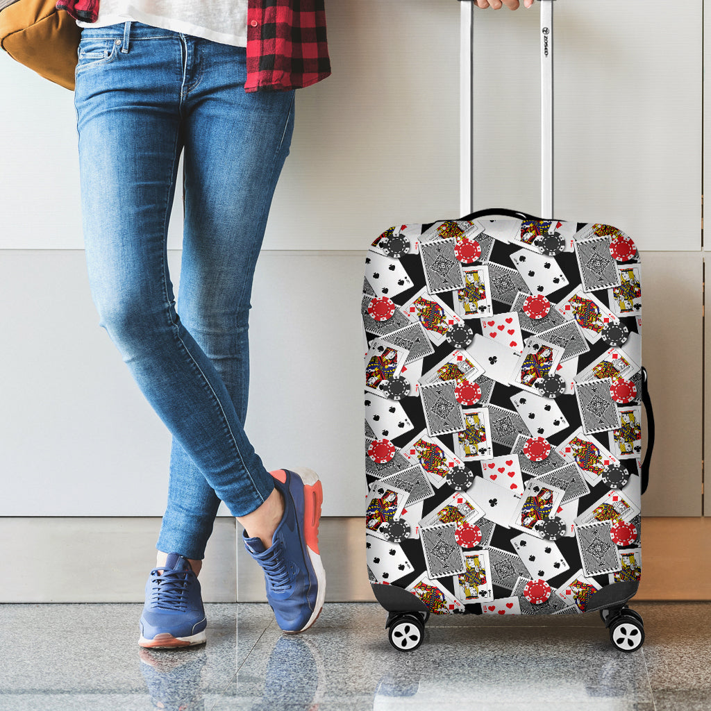 Casino Card And Chip Pattern Print Luggage Cover