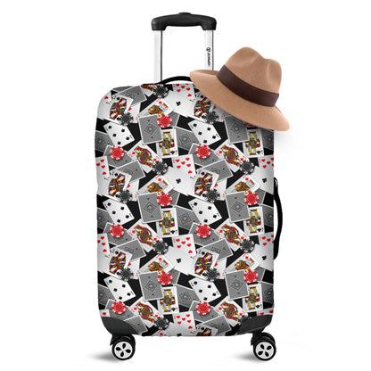 Casino Card And Chip Pattern Print Luggage Cover