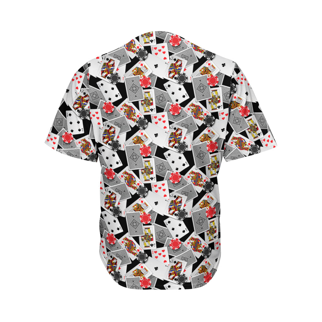 Casino Card And Chip Pattern Print Men's Baseball Jersey