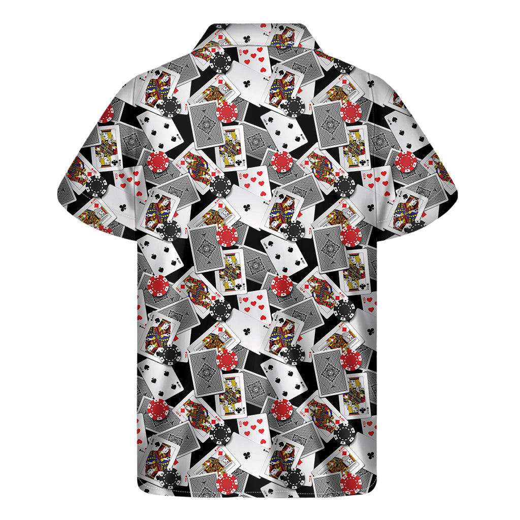 Casino Card And Chip Pattern Print Men's Short Sleeve Shirt