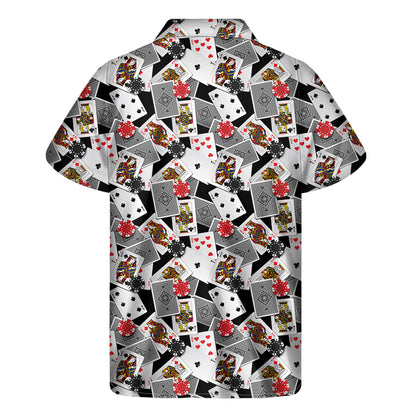 Casino Card And Chip Pattern Print Men's Short Sleeve Shirt