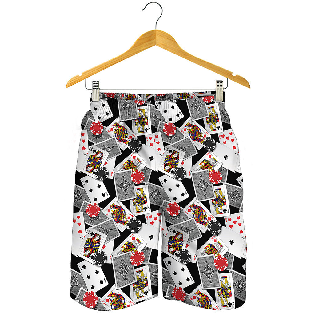 Casino Card And Chip Pattern Print Men's Shorts