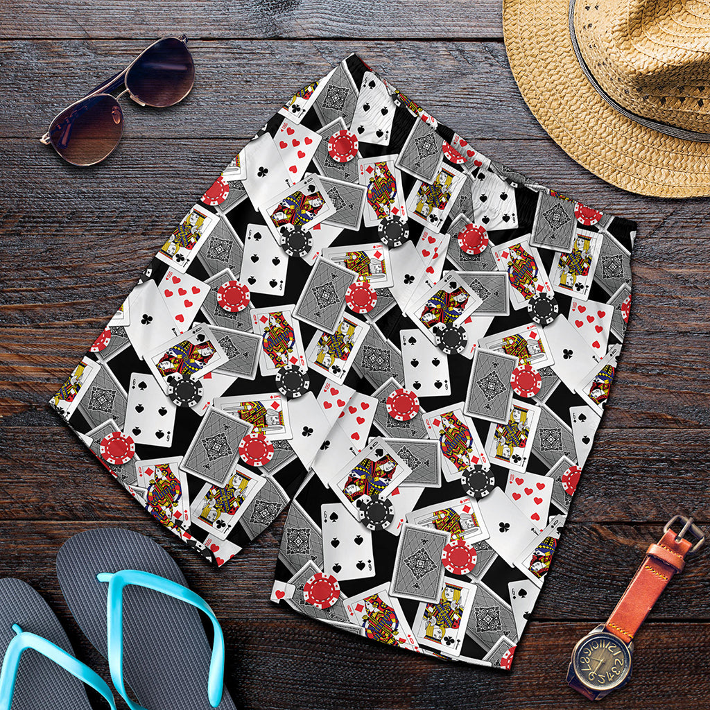 Casino Card And Chip Pattern Print Men's Shorts