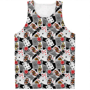 Casino Card And Chip Pattern Print Men's Tank Top