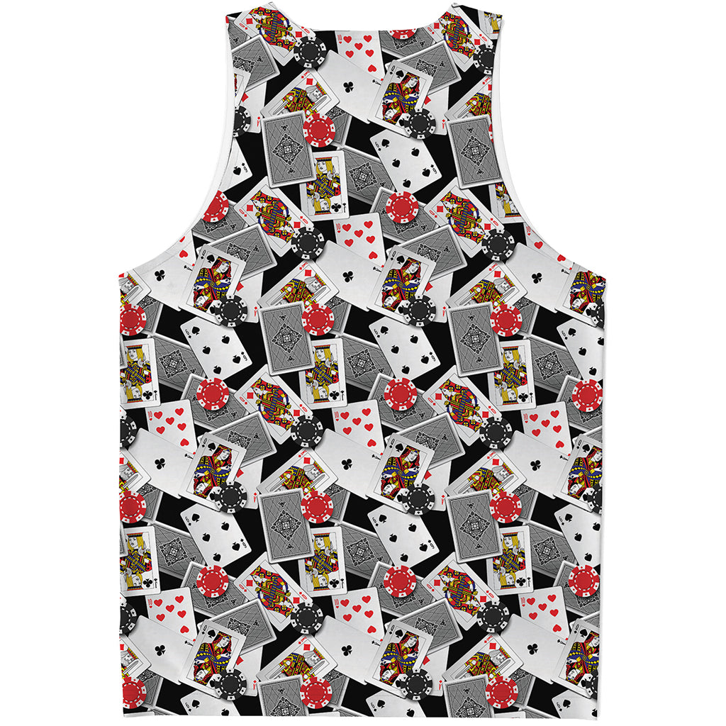 Casino Card And Chip Pattern Print Men's Tank Top