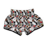 Casino Card And Chip Pattern Print Muay Thai Boxing Shorts